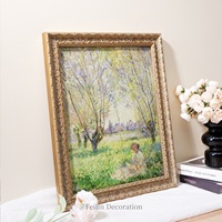 Peintures de paysages européens, fleurs, art mural vintage, cadre en bois, toile de luxe, décoration murale pour mariage et maison