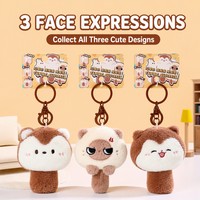 Porte-clés écureuil volant en peluche rétractable avec chiffon de nettoyage dissimulé et lingette, design à queue extensible, 34g, 3 expressions, cadeau fantaisie