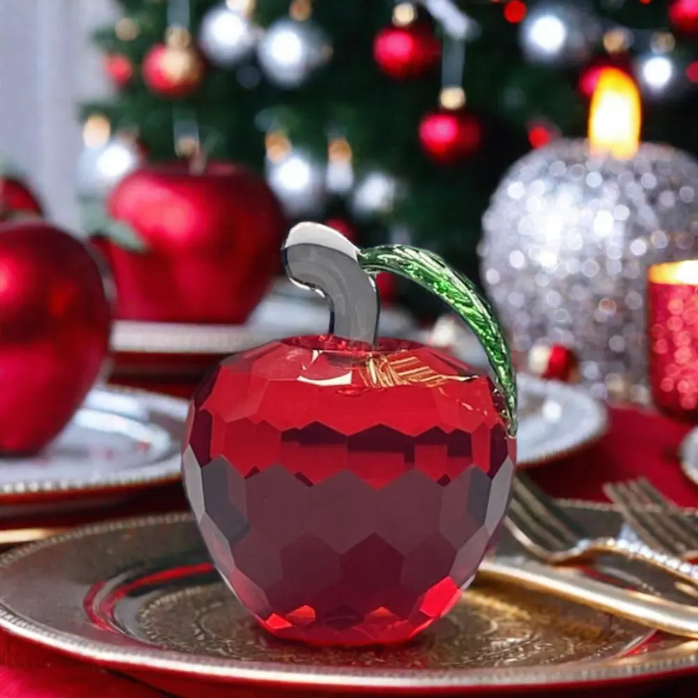 Color grabado personalizado Pequeña Manzana Navidad y regalo de cumpleaños cristal artesanía Decoración
