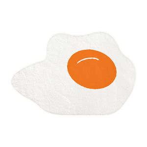 Tapis de bain en forme d'œuf frit de dessin animé, forme personnalisée, absorbant, antidérapant, en fibre de polyester, pour salle de bain, balcon, fenêtre en baie - Product Image 1