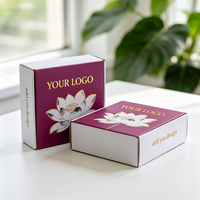Boîte cadeau de luxe avec estampage à chaud, lotus violet, livraison express en 72h, boîte d'abonnement en carton imperméable