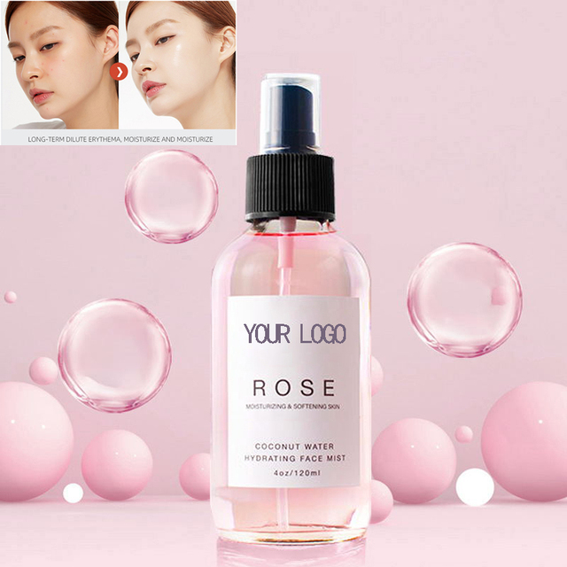 Private Label 100% Pure Natural Vegan Rose Water Face Toner Mist Spray with Hydration & Firming Anti-Wrinkle Benefits