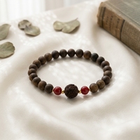 Bracelet Mala Bouddhiste Artisanal en Bois Authentique Kynam pour Femme, Style Ethnique Vintage, Idéal pour Soulager le Stress et comme Cadeau