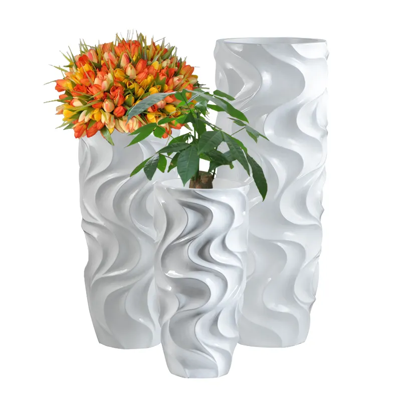 Креативная белая ваза для домашнего декора большая напольная ваза из стекловолокна Высокая цилиндрическая ваза
