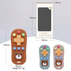 bpa free soft silicone phone teether silicone remote control teether shape silicone teething toys remote teether for baby