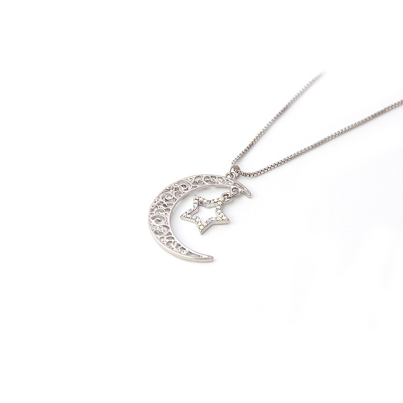 V & R joyas schmuck de diamantes de imitación de cristal chapado en rodio COLLAR COLGANTE de metal sol Luna estrella collar