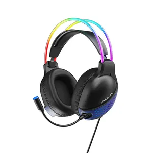 AULA oyun kulaklığı S503 oyun kulaklığı için PS4 PC Xbox One PS5 denetleyici, kulak içi mikrofonlu kulaklıklar, LED ışık