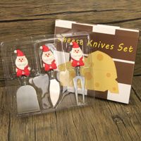 Ensemble de couverts en acier inoxydable Santa, fourchette, couteau et couteau à beurre pour la décoration de table de Noël et les cadeaux saisonniers
