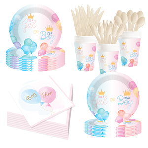 Juego de Vajilla Desechable DAMAI con Temática de Revelación de Género, Platos de Papel para Postre y Cena, Vasos, Servilletas y Globos para Fiestas - Product Image 2