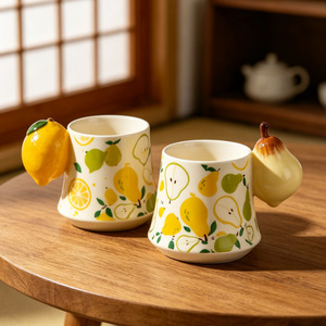 Tazas de Café de Cerámica Creativas 3D con Diseño de Naranja, Tazas de Leche de Porcelana Pintadas a Mano, Tazas de Té de Cerámica para Regalo, Venta al Por Mayor - Product Image 4