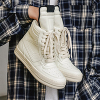 Chaussures montantes décontractées pour hommes, style athlétique, à lacets, semelle épaisse, noires et blanches, tendance mode, pour couple, automne