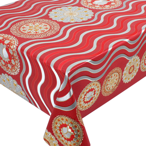 <span class=keywords><strong>Nappe</strong></span> de table en PVC à motif vague doré de luxe, imperméable, résistante à l'huile et aux taches, pour la cuisine - Product Image 1