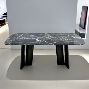 Ensemble table à manger en marbre noir <span class=keywords><strong>rose</strong></span> de style minimaliste pour salle à manger d'hôtel et de restaurant à l'italienne - Product Image 6