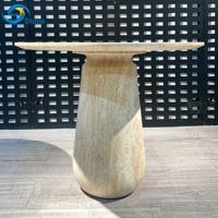 Table basse en travertin ronde, table d'appoint moderne en marbre, table d'appoint ovale sur piétement, table d'appoint haut de gamme en pierre pour salon, hôtel