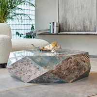 Table de centre moderne en pierre frittée de luxe contemporaine personnalisée Tables basses en marbre en forme de diamant pour le salon