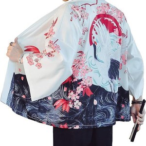 Kimono noir pour femmes et hommes, cardigan japonais Obi, <span class=keywords><strong>Yukata</strong></span> pour hommes, Haori, manteau à imprimé vagues japonaises, vêtements traditionnels japonais - Product Image 5