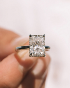 Women's White <b>Gold</b> Emerald Cut Lab Grown Diamond 2.15 CT IGI Certified Luxury <b>Ring</b> Rhodium Plated for Wedding Engagement - Product Image 2