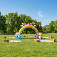 Arche de Pâques gonflable avec adorables figurines et œufs colorés pour décorations de jardin extérieures de vacances