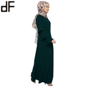 OEM abito musulmano verde lungo Maxi Burka Abaya <span class=keywords><strong>3</strong></span> strati stile torta tromba maniche lunghe autunno primavera conforme reso indonesiano - Product Image 5