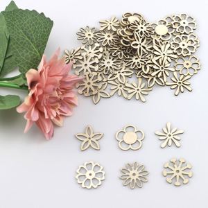 ขายส่ง 50 ชิ้น ชิ้นส่วนดอกไม้ไม้แบบตัดสำเร็จรูป สำหรับเด็ก DIY งานฝีมือและระบายสี บรรจุ 50 ชิ้นต่อแพ็ค พร้อมบริการดรอปชิปปิ้ง - Product Image 1