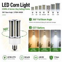 Bombilla LED Tipo Maíz de 150lm/w CRI>80, IP64, E26, E27, E39, E40, Cubierta Transparente, 27W, 36W, 45W, 54W, 60W, 80W, 100W, 120W