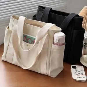 2024 sang trọng của phụ nữ tùy chỉnh Canvas Tote Túi với tùy chỉnh in logo Chất lượng cao với dây kéo với túi Bán buôn túi xách