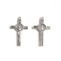 Jésus Crucifix 37x22mm St bénett accessoires de chapelet de haute qualité pendentif croix en argent