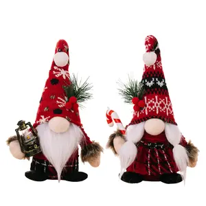 Faceless Light Up Gnomes peluş heykelcik bebek Xmas süsler örme kavisli şapka koltuk değtch cüce vintage noel partisi ev dekorasyonu