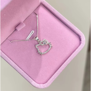 Collar de Hello Kitty, colgante de dibujos animados, cadena para clavícula, joyería elegante blanca simple para mujer, regalo de moda - Product Image 3