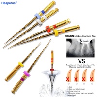 Limas Dentales de Alta Calidad, 6 Piezas, SX-F3, Doradas, Activadas por Calor, NiTi, para Conductos Radiculares, Flexibles, para Tratamiento Endodóntico, Rotatorias, 25mm