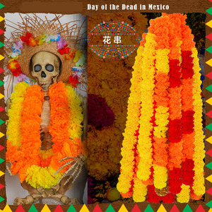 Guirnalda de Flores de Caléndula Artificiales Personalizadas DAMAI, Decoraciones para el Día de Muertos en México, Decoración para Fiestas de Halloween - Product Image 1