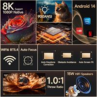 Projecteur LCD intelligent HY350MAX 2026 à succès pour cinéma maison avec Android 14, Wi-Fi rapide et fonctionnalités intégrées Auto