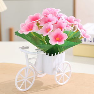 Ensemble de plantes artificielles en pot d'orchidées avec des fleurs en soie décoratives pour la décoration intérieure sur le thème du vélo dans le salon - Product Image 4