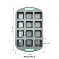Moule à pâtisserie en silicone de forme carrée à 12 cavités, antiadhésif, plateau à brownie avec poignée pour la cuisson au four