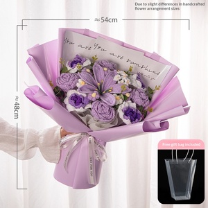 Rose Lily Knitted Bouquet Hand-woven Graduation Season Eternal Flower <b>Gift</b> for Girlfriend Best Friend Cross-border Foreign Trade - Product Image 6