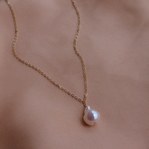 สร้อยคอมุกน้ำจืดทรงหยดน้ำแบบบาร็อค พร้อมสายคล้องคอแบบไม่สมมาตร จี้มุกธรรมชาติ - Product Image 2