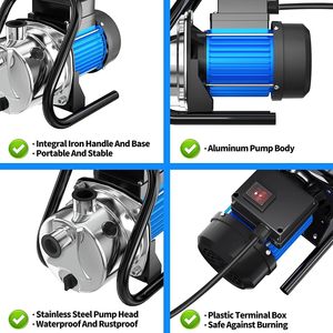 1.2Hp 1500Gph Electric Portable Garden Pressure <b>Booster</b> <b>Pump</b> 110V Stainless Steel Self Priming <b>Water</b> <b>Pump</b> For Home Use - Product Image 4