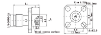 Conector Hembra SMA de Montaje con Brida de 4 Orificios, Serie KFD, 50 Ohm, 18 GHz, de Latón y Acero Inoxidable