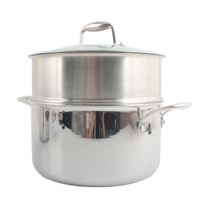 Dishwasher Safe <b>for</b> Gas and <b>Induction</b> Cookers Stainless Steel Soup <b>Pot</b> with Lid and Steamer Insert - Product Image 2