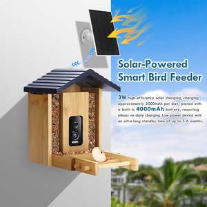 Mangeoire à oiseaux intelligente en bois écologique personnalisée avec caméra, alimentée par énergie solaire, étanche IPx4, anti-écureuil, à suspendre à un arbre - Product Image 2