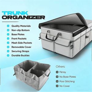 Organisateur de coffre de voiture avec couvercle, rangement pliable, accessoires de voiture pour femmes et hommes, sac pliable - Product Image 6