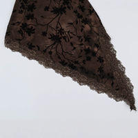 Mini-robe floquée pour femme, motif floral, col montant, manches évasées, fente avant, ourlet asymétrique, marron chocolat, collection automne, vente en gros, OEM, ODM