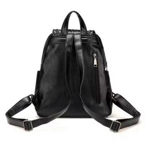 Wholesale New <b>Cheap</b> PU Zipper Waterproof Fashion College <b>Backpack</b> with Tassel Black for Women School Bag 20-35L Capacity - Product Image 4