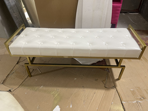Light Luxury Metal Soft Bag Leather Pull Buckle Long Bench Living Room Fashion <strong>Sofa</strong> <strong>Stool</strong> Bed End <strong>Stool</strong> for Shoe <strong>Stool</strong> - Product Image 5