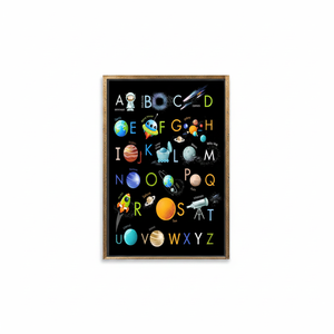 Printed Canvas Artwork: Alphabet Space <b>Poster</b>, Kids Nursery Decor,GOLD <b>FRAMED</b> CANVAS - Product Image 2