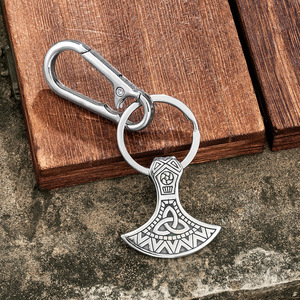 Viking Thor's Hammer <b>Keychain</b> Tibetan Silver Metal Hook Leather Strap Pendant <b>Personal</b> Gift Unisex - Product Image 2