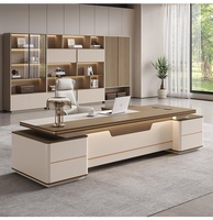 Meubles de bureau de luxe légers en gros, design moderne, bureau en forme de L, table de direction avec armoire, pour PDG et travail