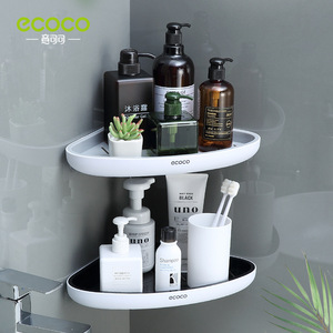 ชั้นวางของติดผนังห้องน้ำ Ecoco รูปทรงสามเหลี่ยมสองชั้น ไม่ต้องเจาะ สำหรับห้องน้ำและอ่างอาบน้ำ - Product Image 1