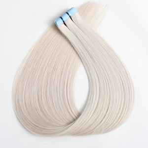 Extensioni per Capelli con Nastro Adesivo Iniettato di Alta Qualità, <span class=keywords><strong>Biondo</strong></span> <span class=keywords><strong>Platino</strong></span>, Capelli Vergini Europei Grezzi da Donazione, Fornitori di Trame con Nastro Adesivo - Product Image 2