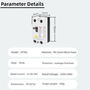 LINZELE NT-50 RCBO 30A 1.5kA 30mA AC 230V IP20 家用空气断路器，来自中国，1年保修 - Product Image 6